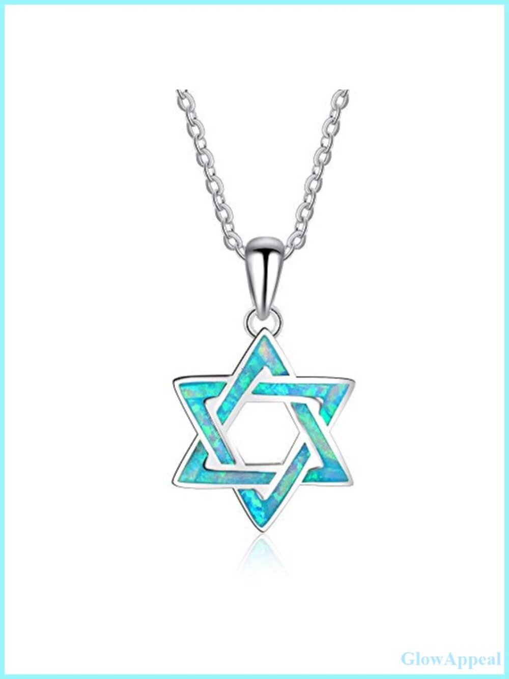 Sterling Silver Star of David Opal Pendant Necklace